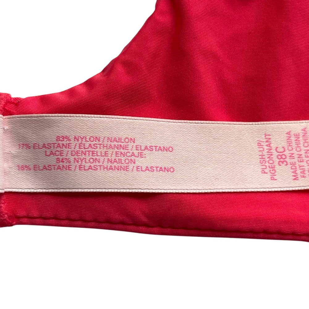Victoria’s Secret Push-Up Plunge Underwire Bra 38C Pink Lace - Picture 7 of 7